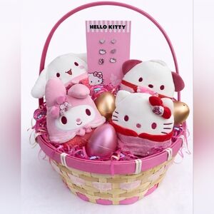 Hello Kitty Squishmallow Plush Easter Basket with Collectable Plushes & Earrings